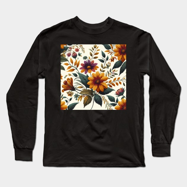 Mustard Spring Flowers Long Sleeve T-Shirt by Siha Arts